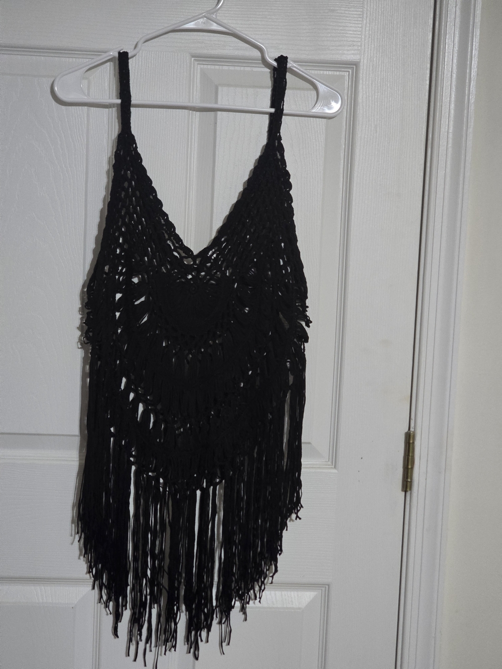 Black Crochet Fringe Tank Top.
